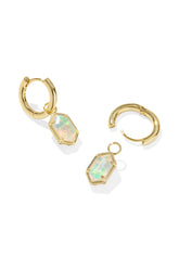 Hallie Gold Huggie Earrings Opalite Illusion